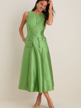 ISO Tuckernuck Pistachio Dupioni Helene Midi Dress